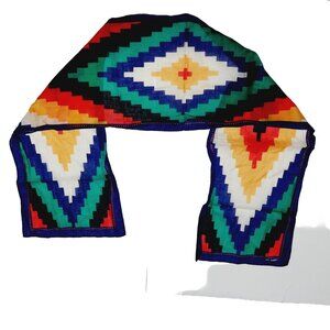 Katia XIIX Karat Rectangle Scarf Geometric Multi-colored Made in Japan 52x10